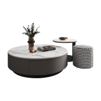 晶耀现代简约圆形岩板大小茶几组合北欧极简小户型设计师款边几桌