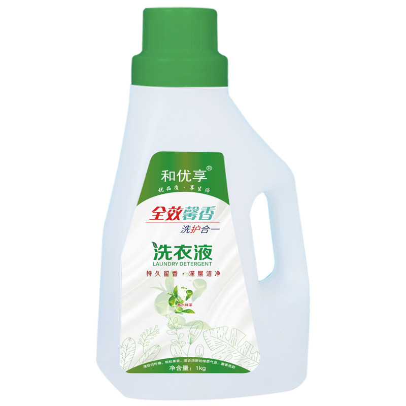 和优享香水绿茶1kg瓶装内衣洗衣液母婴可用去污护肤无磷配方