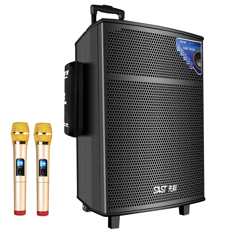 先科(SAST)12英寸广场舞音响户外拉杆音响带麦克风蓝牙插卡低音炮商场活动充电音箱