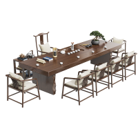 晶耀中式实木泡茶桌椅组合现代简约老板室接待多人茶台禅意喝茶桌