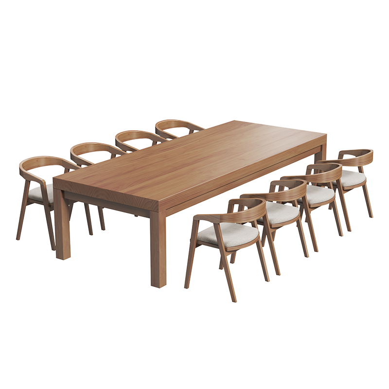 晶耀北欧实木多人学习长条书桌现代简约家用原木工作台办公电脑桌