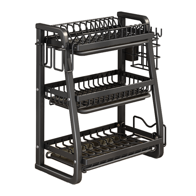 家佰利厨房置物架台面放碗碟沥水收纳架多功能梯形盘子筷子砧板储物架子