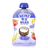 亨氏果汁泥宝宝有机辅食泥0添加椰子苹果香蕉果泥72g*1袋