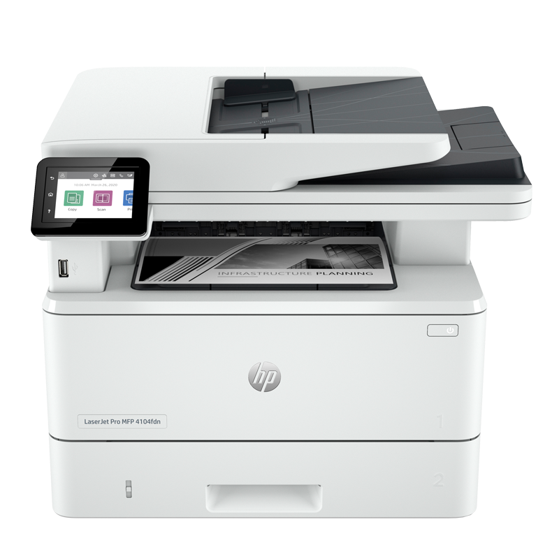 惠普(hp)LaserJet MFP 4104fdn A4黑白激光多功能一体机 四合一 自动双面打印 有线网络(XL)