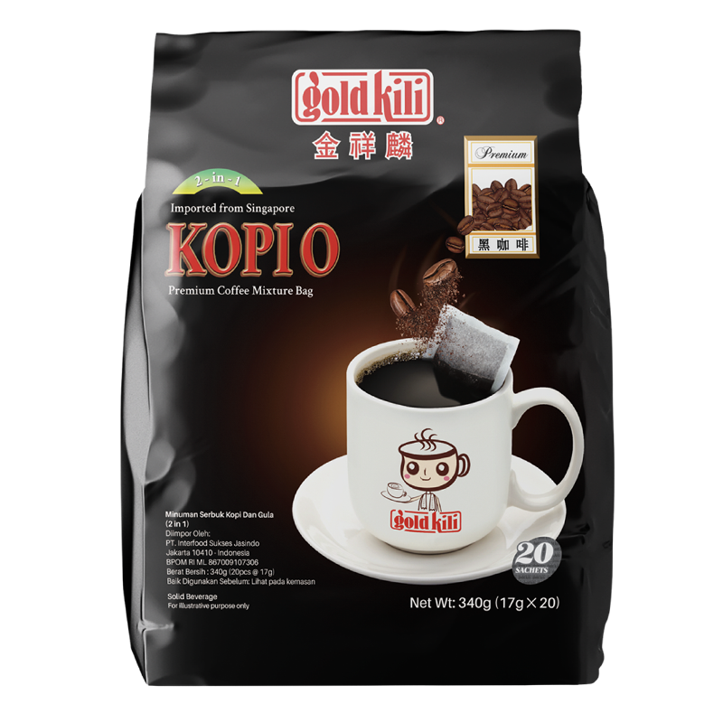 新加坡金祥麟二合一黑咖啡咖啡纯黑挂耳咖啡袋泡咖啡粉原装进口
