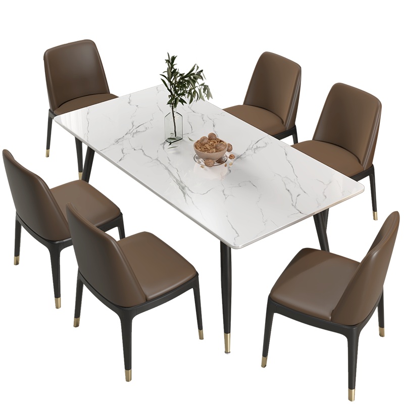 金沙公爵北欧黑金岩板餐桌椅组合现代简约轻奢餐厅长方形吃饭桌子