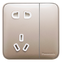 松下格彩开关插座面板香槟金色86型家用5五孔10A单控开关格彩