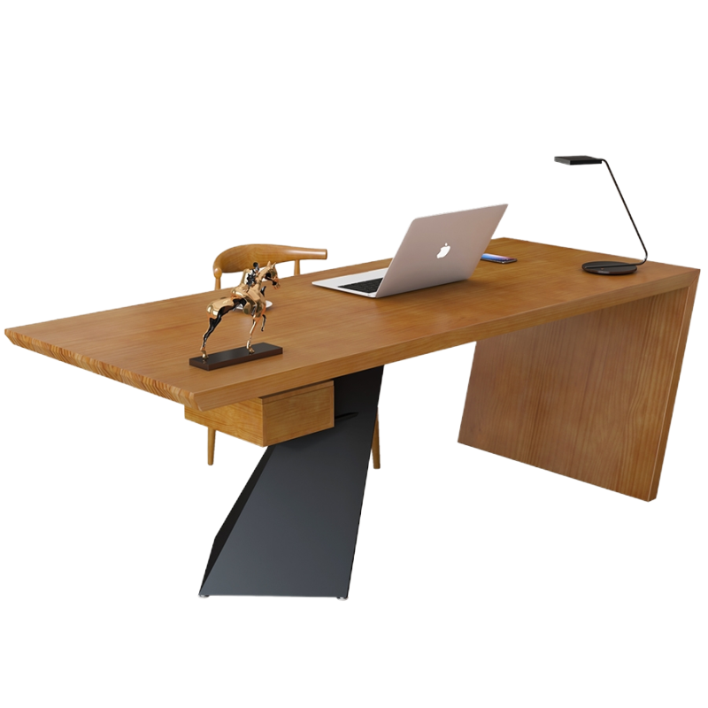 易企采 办公桌不含椅180*70*75cm 办公家具经理办公桌北欧实木书桌家用电脑桌椅组合卧室简约美式经理老板桌