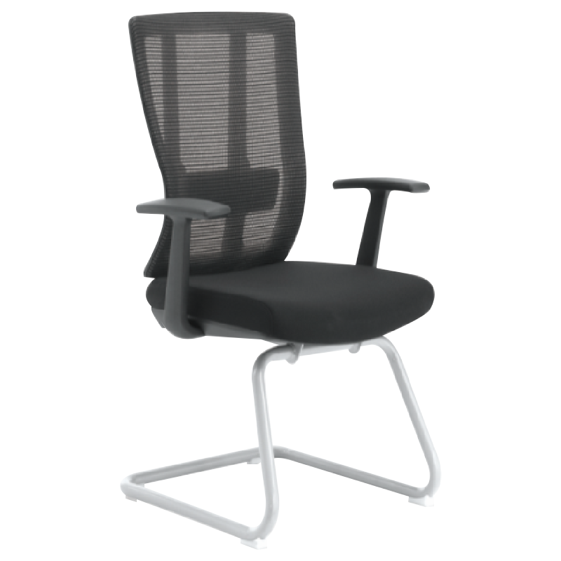 文灵黑框黑网弓形椅办公椅会议椅