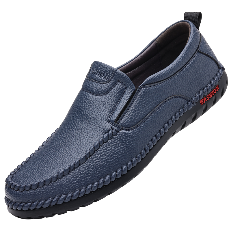 卡森亚男鞋2024春夏新款男士休闲皮鞋内增高一脚蹬软底头层牛皮爸爸鞋