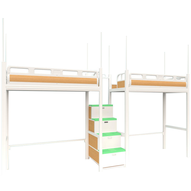豪利鑫威中上走梯铁床宿舍寝室二人位高架床4600*900*2100mmB款[工厂现做 7天内发货]
