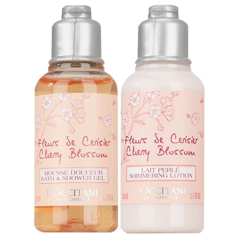 欧舒丹(L'OCCITANE)甜蜜樱花润肤乳35ml+沐浴露35ml 小样装 旅行装 保湿滋润清洁嫩滑肌肤
