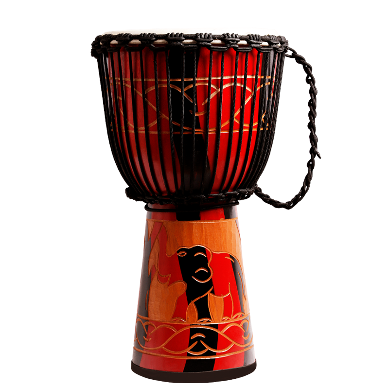 莫森(MOSEN)10英寸彩绘非洲鼓 纯羊皮印尼桃花芯木进阶手鼓 免调音 红色雕像