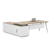 寇店简约现代经理桌办公桌2200*1800*750mm配固定副柜[工厂现做 七天内发货]