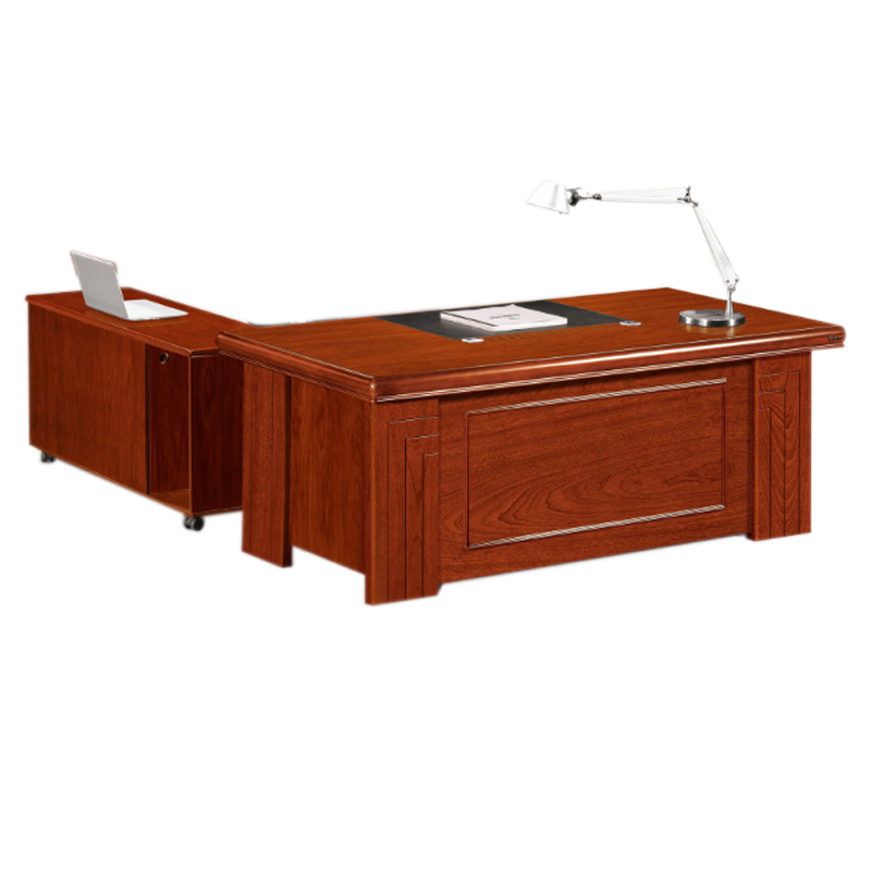 岳滩胡桃色总裁办公桌老板桌2000*1000*760mm配副柜和三抽柜[工厂现做 七天内发货]