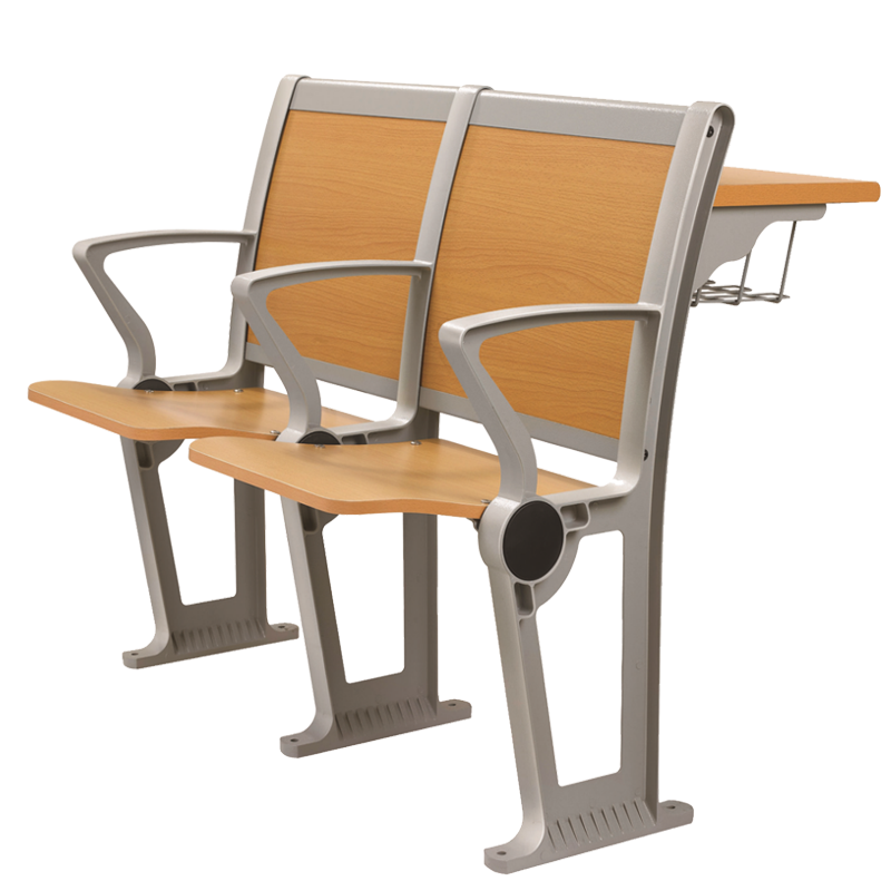 寇店阶梯教室排椅礼堂椅带写字板自动翻版课桌椅固定铝木B款[工厂现做 七天内发货]