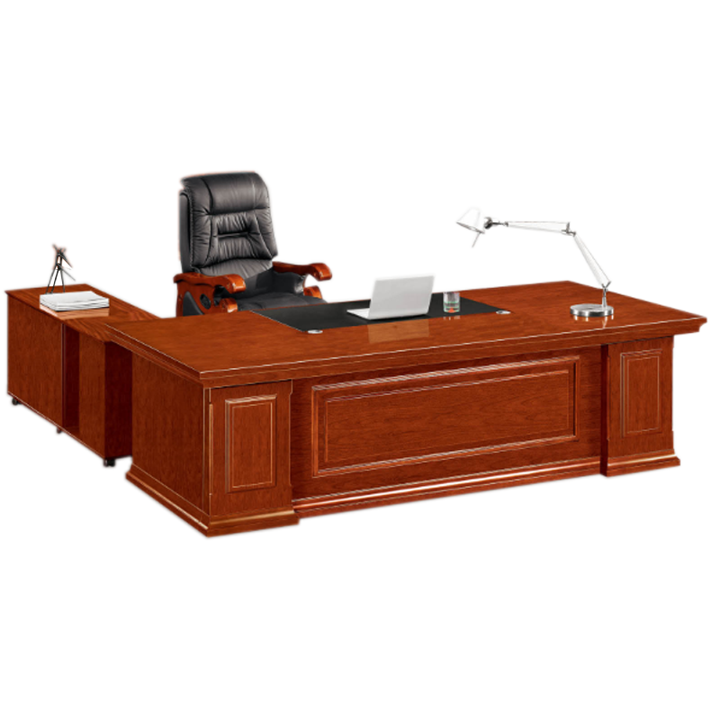 凤凰泾胡桃色总裁办公桌老板桌2400*1100*760mm配副柜和三抽柜[工厂现做 7天内发货]