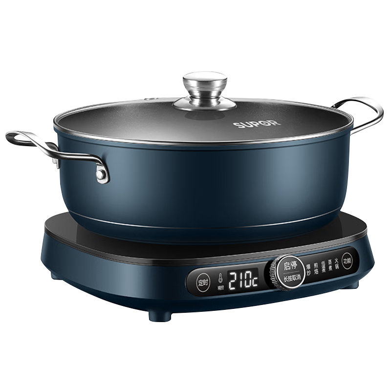 苏泊尔(SUPOR)电磁炉套装智能电磁灶火锅家用触屏控制小型多功能电火锅涮蒸炖煎一体炉灶C21-ICD32