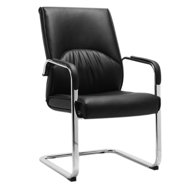 岳滩皮质靠背黑色弓形椅办公椅会议椅B款[工厂现做 七天内发货]