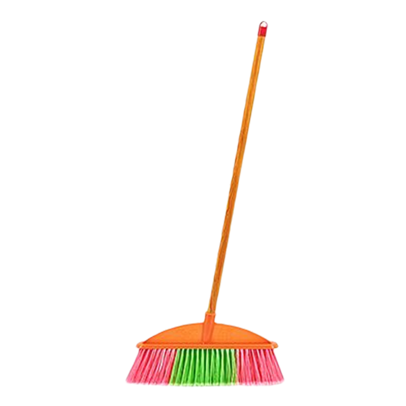安居先森木柄塑料硬毛笤帚扫帚扫把 斜杆短款