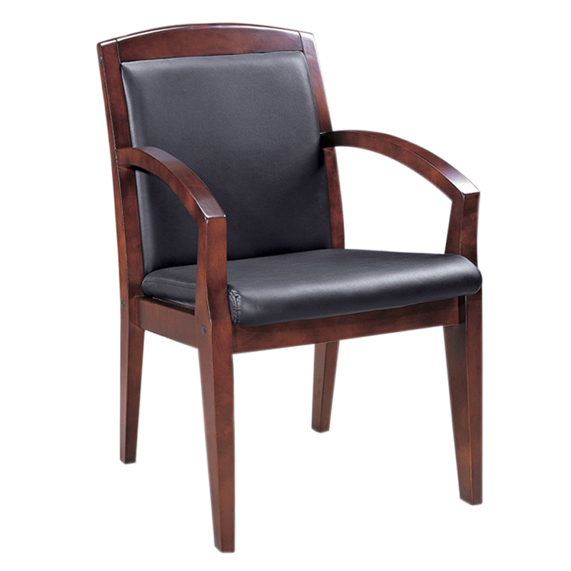 岳滩皮质靠背木扶手会议椅办公椅C款[工厂现做 七天内发货]