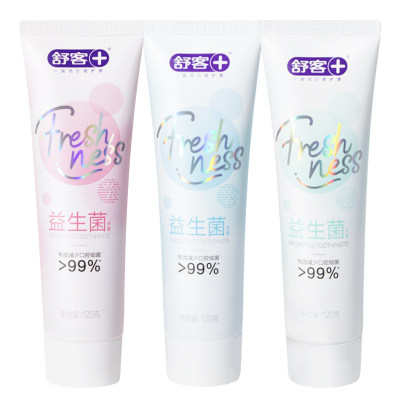舒客益生菌牙膏抑菌洁白牙齿去牙渍牙垢牙菌斑黄牙清新口气情侣学生成人家用家庭装