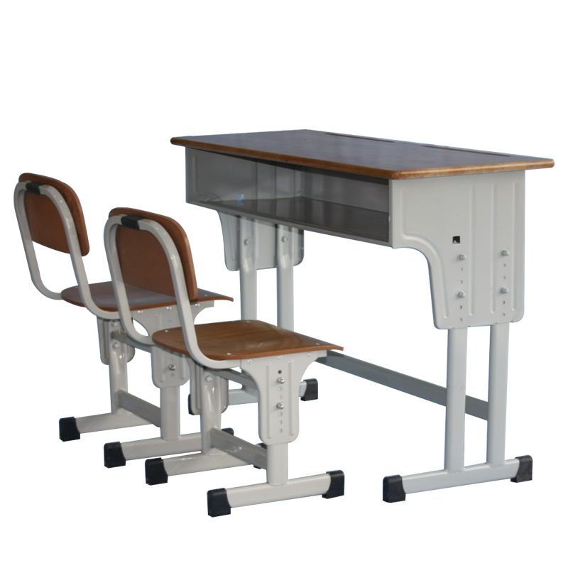 风雷缘学生课桌椅双人钢木分档调节课桌含椅[工厂现做 7天内发货]