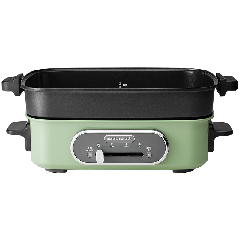 摩飞电器MR9018 绿色多功能锅 料理锅电烧烤锅电火锅蒸锅2.5L韩式方锅防干烧功能