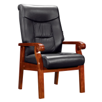 风雷缘皮质靠背木扶手办公椅会议椅A款[工厂现做 7天内发货]