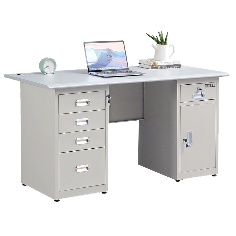 振奥 电脑桌钢制办公桌铁皮电脑桌财务桌子职工员工桌工位桌学生课桌工作桌( 1600x700x750mm五抽一门)