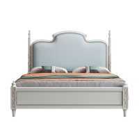 宜木雅居 白色实木双人床软包美式轻奢1.8米软靠包1.5婚床现代简约主卧大床
