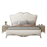 宜木雅居 美式轻奢实木床现代简约皮床主卧1.8米双人床欧式储物软靠公主床