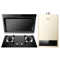 美的(Midea)17m3吸力厨电套装侧吸天然气烟灶套餐燃气热水器三件套抽油烟机燃气灶具J30+JZT-HQ6M+HWA