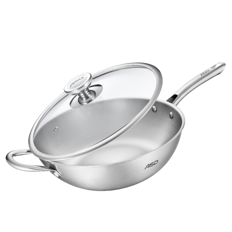 爱仕达(ASD)锅炒锅家用304不锈钢炒菜锅32CM无涂层燃气专用电磁炉通用锅具平底欧式锅子2-3-4-5人TV1332