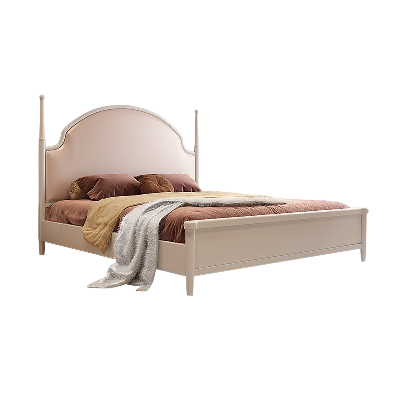 宜木雅居 法式奶油风主卧室床双人床全实木公主床白色现代简约轻奢1.8米床