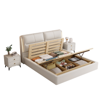 宜木雅居 意式新款皮床轻奢主卧双人床1.8米高端带灯软包床简约现代大床婚床