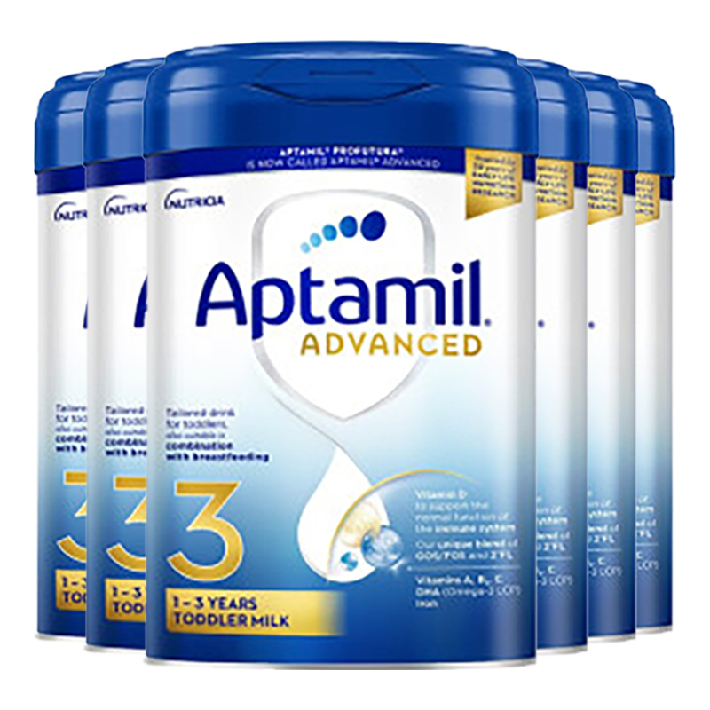有效期到26年12月-6罐装 | Aptamil 英国爱他美 白金版 婴幼儿配方奶粉 3段 (1岁以上)800g/罐