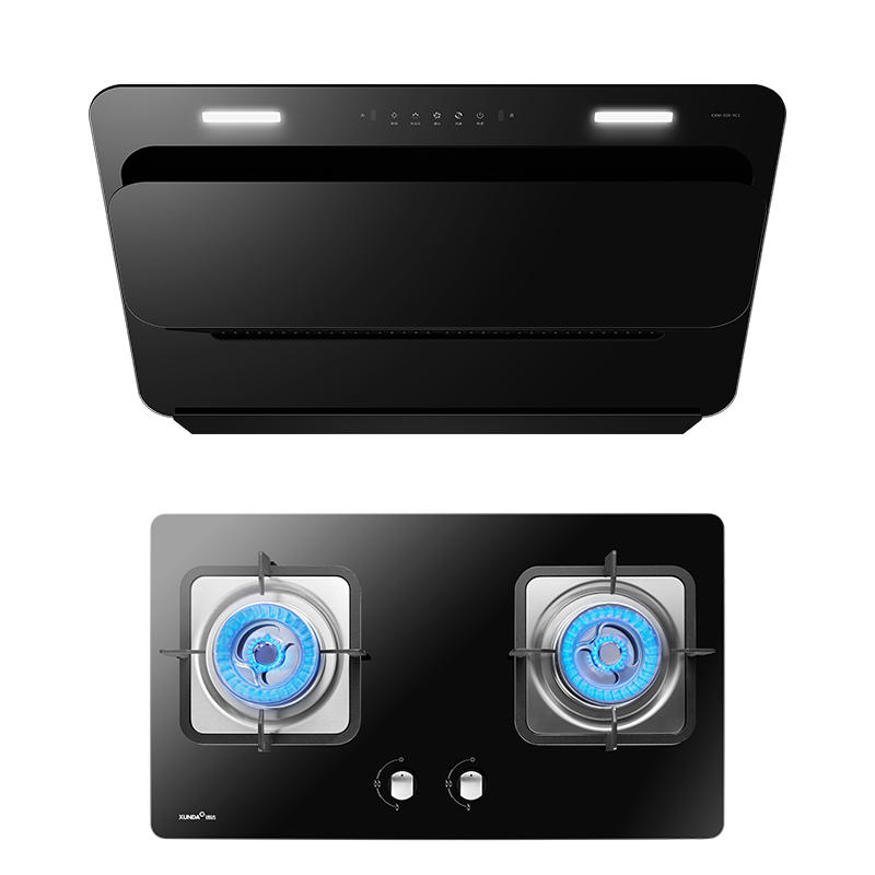 迅达YC1+Q2 厨电套装油烟机家用厨房大吸力顶侧双吸抽油烟机燃气灶套餐灶具(液化气)