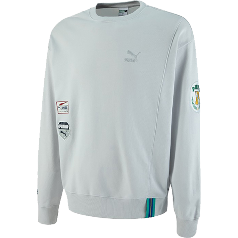 PUMA Team Badge Crew Tr 运动休闲圆领卫衣套头衫 男款 浅灰色2PU67737972
