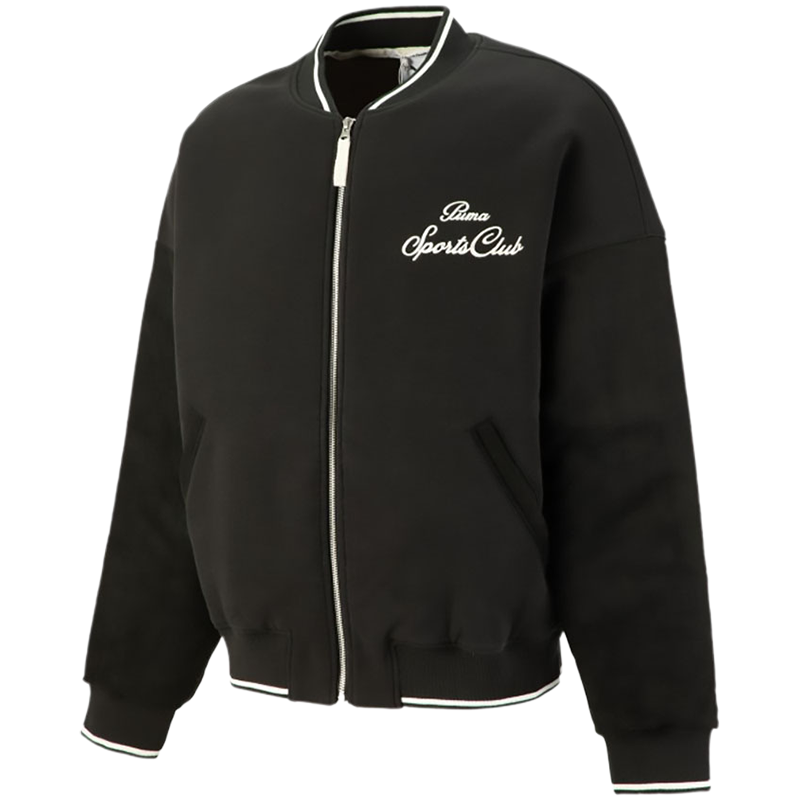 PUMA MMQ系列 字母印花刺绣棒球夹克外套 男款 黑色2PU53958701