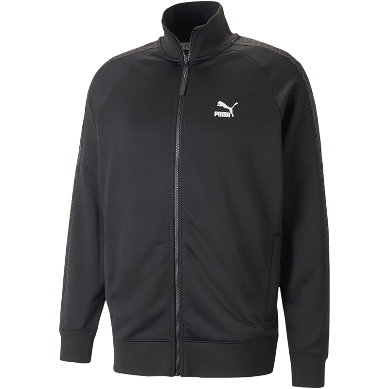 PUMA Logo标识袖子印花立领长袖夹克外套 男款 黑色2PU62054201