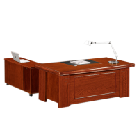 峰汇园胡桃色总裁办公桌老板桌1800*900*760mm配副柜和三抽柜[工厂现做 7天内发货]