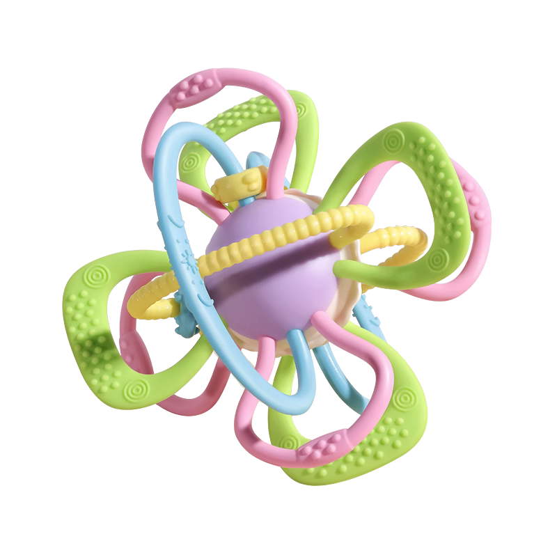 曼哈顿手抓球牙胶磨牙棒婴儿咬胶玩具宝宝防吃手啃咬神器