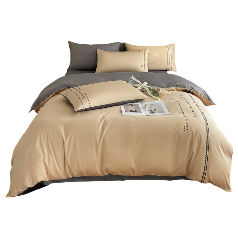 弗切尔珀榕60s长绒棉布鲁FNH0230736四件套奶茶+中灰200*230cm