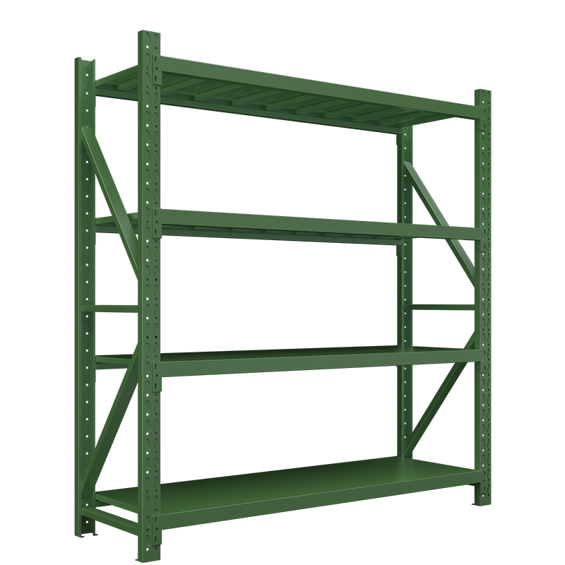 翌嘉 YJ-20035 货架仓储置物架钢制货物储物架每层平均承重200公斤军绿色主架1800*600*2000mm