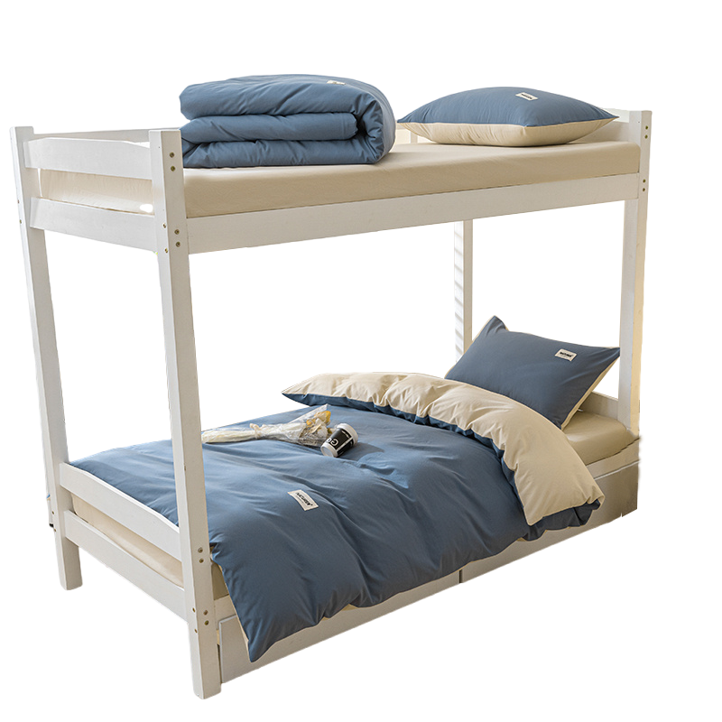 弗切尔珀榕FWL0230747全棉水洗棉纯色双拼四件套200*230cm宾利蓝+奶茶