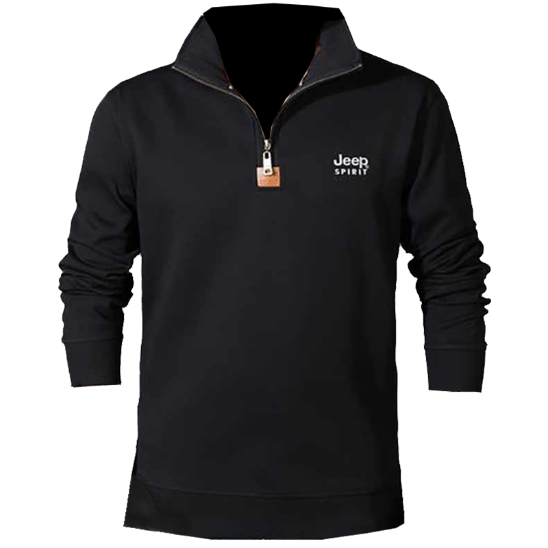 JEEP吉普男士半拉链套头卫衣男士立领卫衣舒适棉春秋体恤外套男装长袖T恤