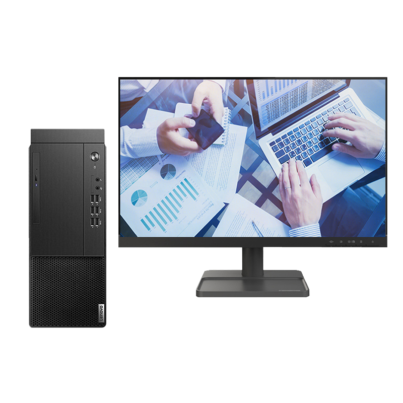 联想(Lenovo)启天M455 商用办公台式机电脑整机(i3-12100 8G 1T Win11)23.8英寸显示器
