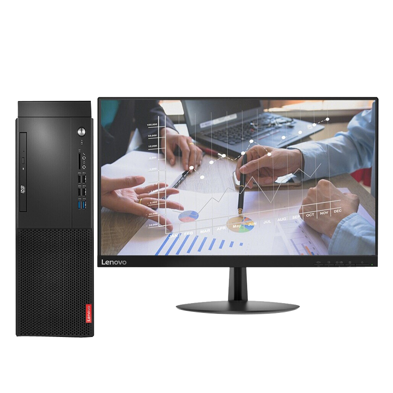 联想(Lenovo)启天M455 商用办公台式机电脑整机(i7-12700 8G 1T+256G固态 Win11)27英寸显示器 定制版