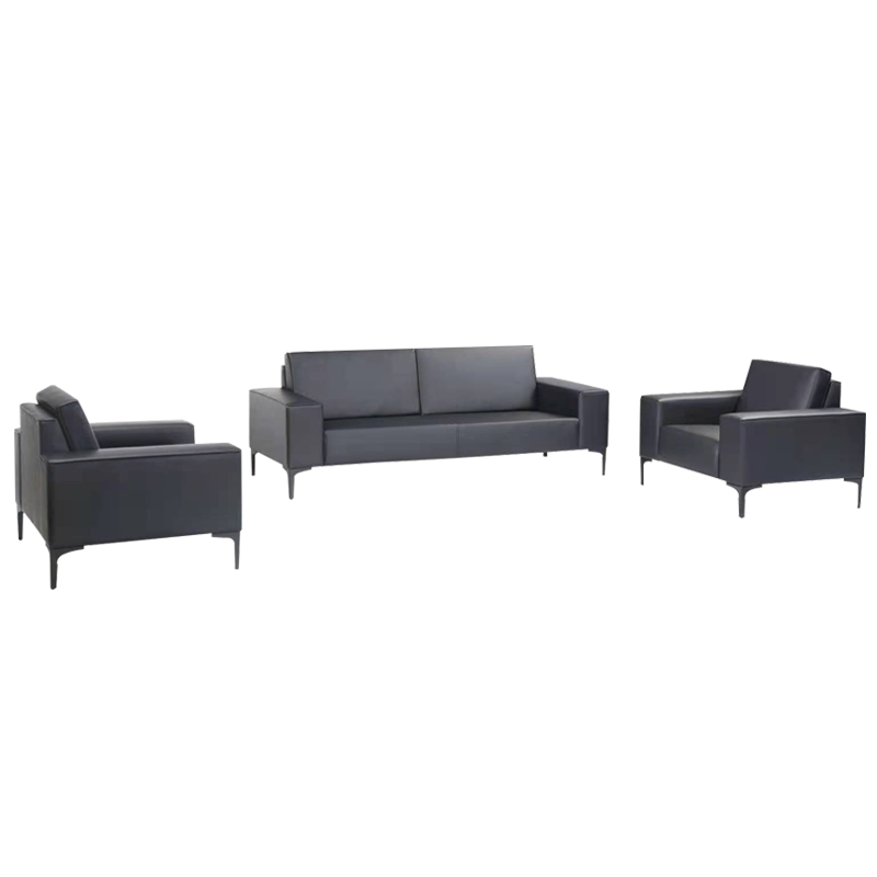 翌嘉 YJ-20128 办公沙发洽谈接待商务沙发组合黑色1+1+3西皮